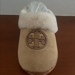 Tory Burch Beige Shearling Slippers